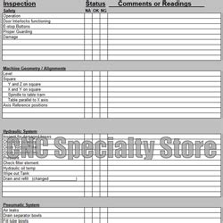 cnc machine inspection report format|vertical cnc inspection form.